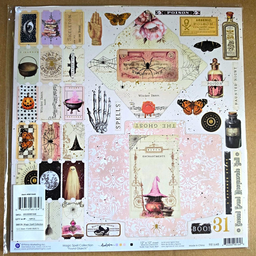 Prima Found Objects Magic Spell 12x12 - 10 sheets - Frank Garcia Halloween Foil
